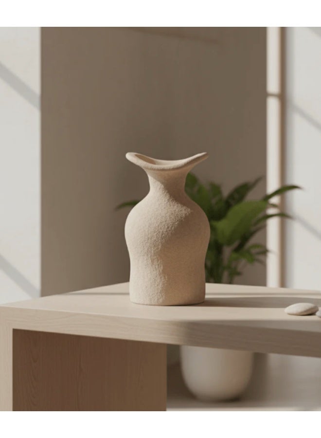 AKDC Luhpar Modern Ceramic Bottle Decorative Vase – Beige Elegant Finish Contemporary Home Décor, 16 × 10 cm - Image 2